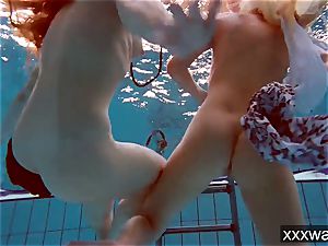 super-steamy Russian dolls swimming in the pool