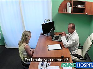 FakeHospital adorable light-haired patient gets muff examination